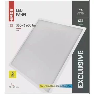 LED PANEL 36W 600x600mm    Dimmelhető 360lm-3600lm   3000K-6000K