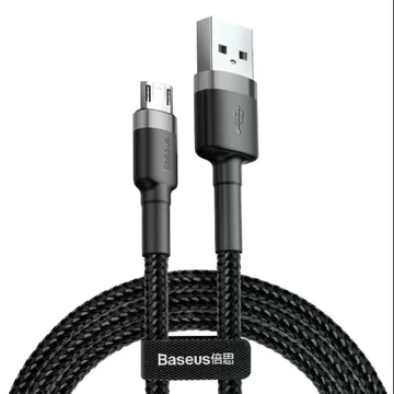 USB KÁBEL DUGÓ -> USB - Micro USB 0,5m 3A FEKETE-SZÜRKE