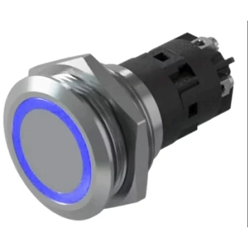 VANDÁLBIZTOS VIL. NYOMÓGOMB KÉK 24V DC 22mm SPDT IP65 CSAVAROS