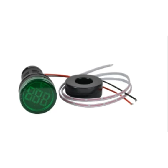 ÁRAMMÉRŐ, LED JELZŐFÉNY ZÖLD 22mm TRACON 1-100A (+ÁRAMVÁLTÓ)