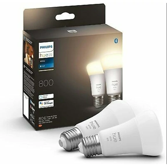 LEDES GÖMB 230V E2 9W DIMMELHETŐ KÉSZLET (2db) Philips Hue ZigBee, Bt melegfehér