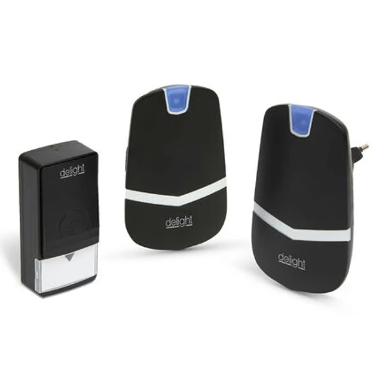 VEZETÉK NÉLKÜLI CSENGŐ 100m 2 beltéri KINETIC fekete