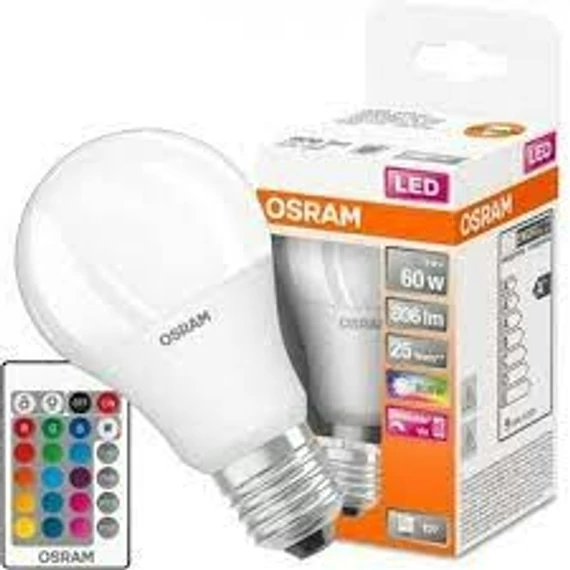 LEDES GÖMB 230V E27  9W RGB+távirányító OSRAM