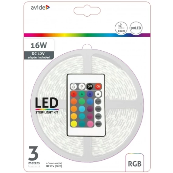 LED SZALAG SZETT 3M RGB KOMPLETT!   IP20