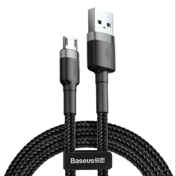 USB KÁBEL DUGÓ -> USB - Micro USB 1m 3A FEKETE-SZÜRKE