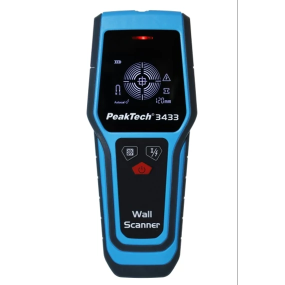DETEKTOR FA- FÉM- FÁZISKERESŐ LCD kijelzővel IP54   PeakTech