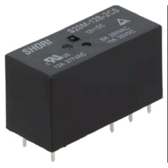 RELÉ MINI,PANELBE 12V DC 10A  DPDT  12,7x15,7x29mm