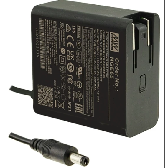 TÁPEGYSÉG DUGVILLÁS 24V DC 2,5A  60W  MEAN-WELL  (DUGVILLA ADAPTER SZÜKSÉGES!)