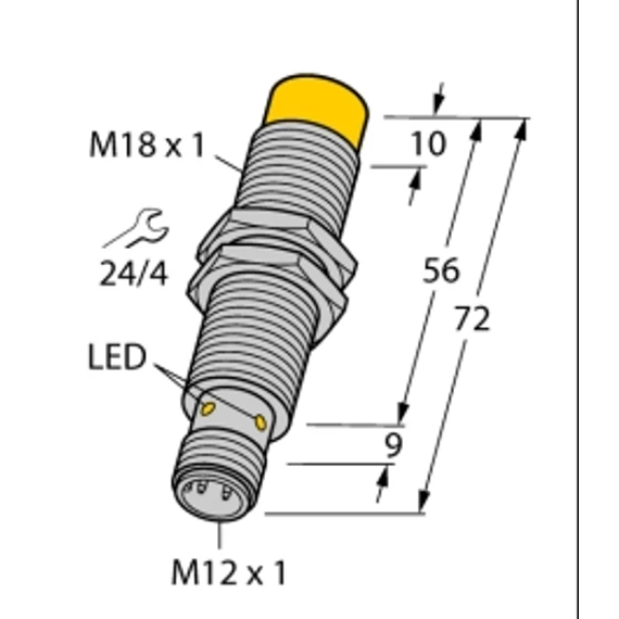 TURCK SZENZOR  HF (13,56MHz  érz.táv:45mm M18x72mm csatl:M12
